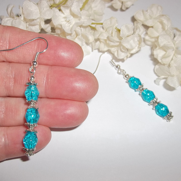 Long Turquoise Blue Beaded Earring Set Gift Dangle Earring Earring Earring 4549 - Picture 6 of 6
